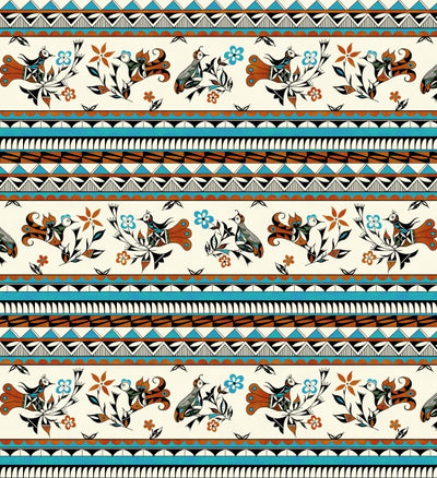 Héritage en bande 47002 - Turquoise Tissu 100% coton designer