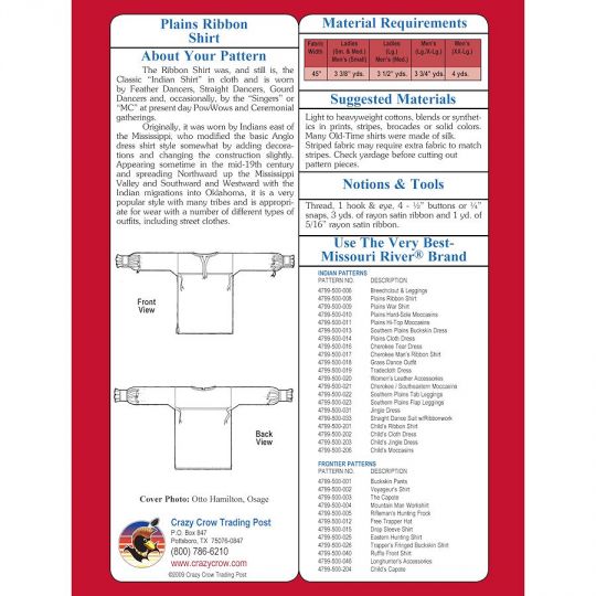 Plains Ribbon Shirt Pattern - Missouri River
