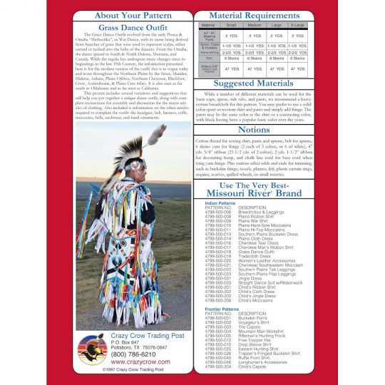 Grass Dance Outfit Pattern - Missouri River