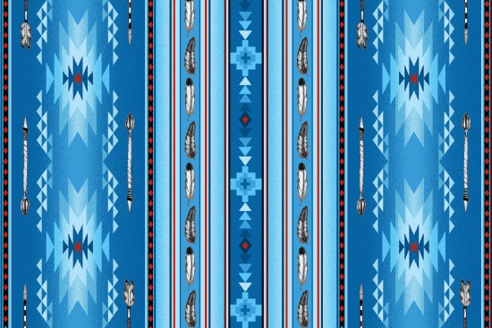 Bande de plumes et flèches 530 - Bleu Tissu 100% coton designer
