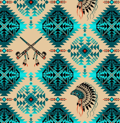 Headdress and Pipe 531 - Turquoise 100% Cotton Designer