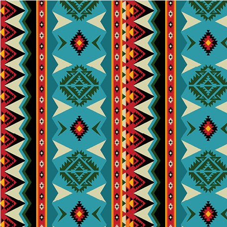 Sentier spirituel 53267 - Turquoise et rouge Tissu 100% coton designer