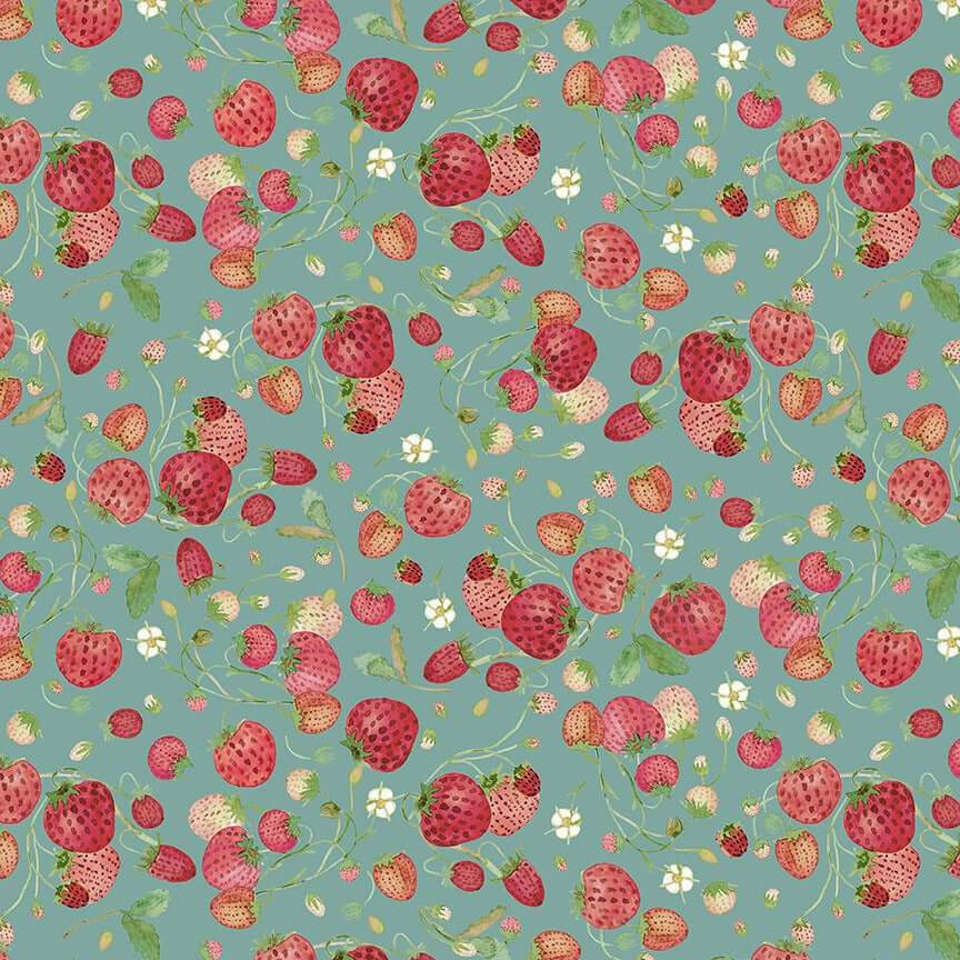 Wild berries 54772D5 - Turquoise 100% Cotton Designer