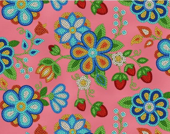 Beaded Strawberries  594 - Coral 100% Cotton Designer