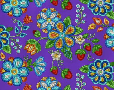 Beaded Strawberries  594 - Purple 100% Cotton Designer