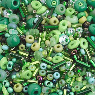 Preciosa Seedbead 10/0 - SB01001-04 Opaque Czech Seed Bead/Bugle/Ponybead Assorted Green