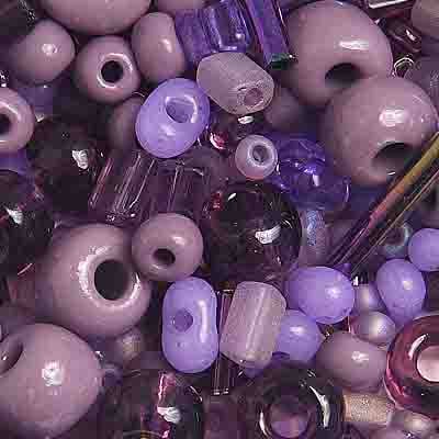 Preciosa Seedbead 10/0 - SB01001-06 Opaque Czech Seed Bead/Bugle/Ponybead Assorted Purple