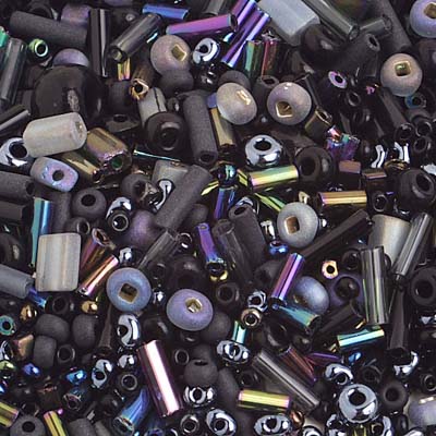 Preciosa Seedbead 10/0 - SB01001-07 Opaque Czech Seed Bead/Bugle/Ponybead Assorted Black Diamond