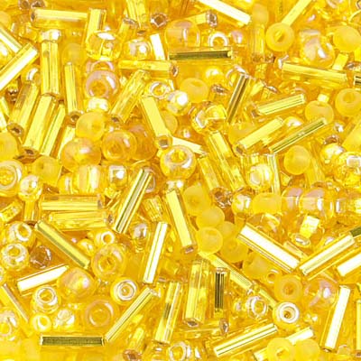 10/0 - SB01001-08 Assorti jaune rocaille bugle ponybead opaque · Preciosa rocaille