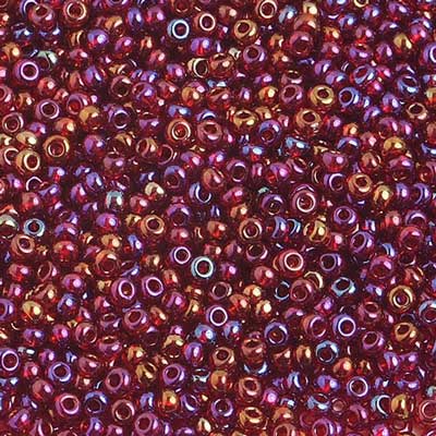 10/0 - SB01253 Rouge iris transparent · Preciosa rocaille||Preciosa Seedbead 10/0 - SB01253 Transparent Iris Red Strung