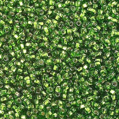 10/0 - SB01289 Chartreuse coeur argenté · Preciosa rocaille||Preciosa Seedbead 10/0 - SB01289 Silverlined Chartreuse Strung