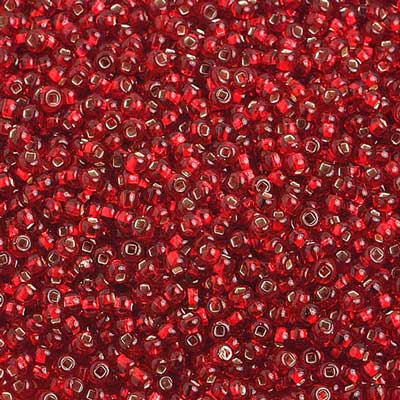 10/0 - SB01308 Rouge foncé cœur argenté · Preciosa rocaille||Preciosa Seedbead 10/0 - SB01308 Silverlined Red