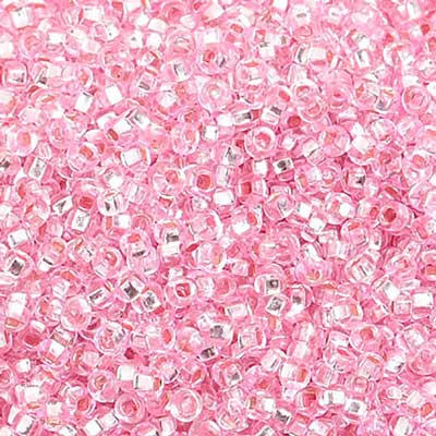 10/0 - SB01396 Teint rose coeur argenté · Preciosa rocaille||Preciosa Seedbead 10/0 - SB01396 Silverlined Dyed Pink