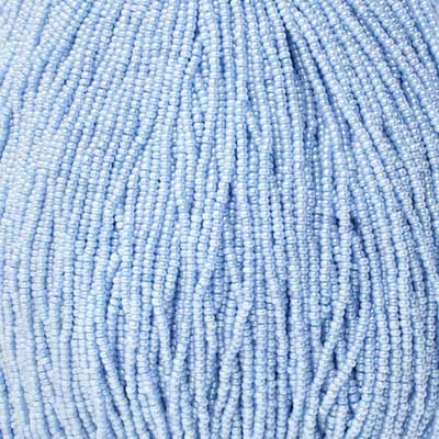 Preciosa Seedbead 10/0 - SB01433S Chalk Pearl Dyed Pale Blue Strung