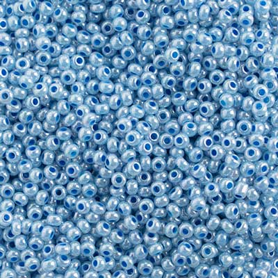 10/0 - SB01433 Teint bleu pâle nacré chalk · Preciosa rocaille||Preciosa Seedbead 10/0 - SB01433 Chalk Pearl Dyed Pale Blue