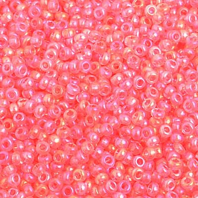 Preciosa Seedbead 10/0 - SB02400 Transparent Salmon Pink Rainbow AB