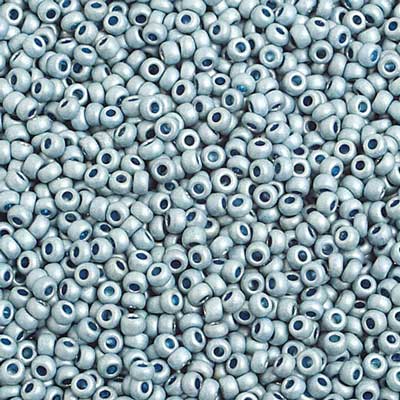 Preciosa Seedbead 10/0 - SB42012S Chalk Metallic Blue Matt Terra Color Strung