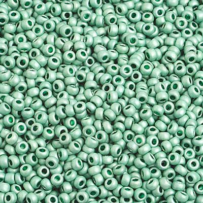 Preciosa Seedbead 10/0 - SB42013S Chalk Metallic Mint Green Matt Terra Color Strung