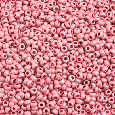 Preciosa Seedbead 10/0 - SB42016S Chalk Metallic Dark Pink Matt Terra Color Strung