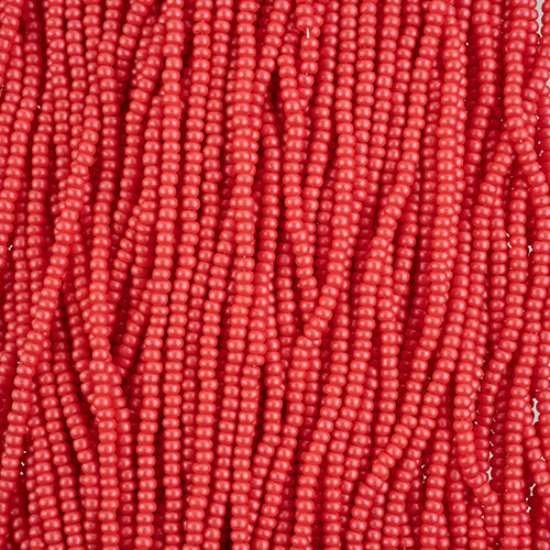 Preciosa Seedbead 10/0 - SB42107S Chalk PermaLux Dyed Red Strung