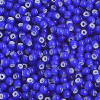 Preciosa Seedbead 8/0 - SB01423 Opaque White Hearts Cobalt Blue