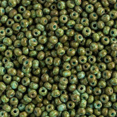 Preciosa Seedbead 8/0 - SB01724 Opaque Travertine on Turquoise