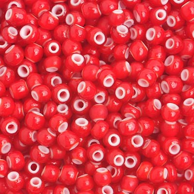 Preciosa Seedbead 6/0 - SB01441 White Hearts Red