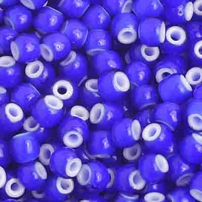 Preciosa Seedbead 6/0 - SB01443 White Hearts Cobalt Blue