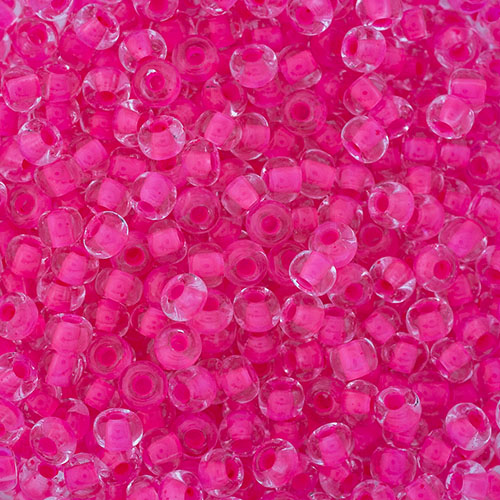 Preciosa Seedbead 6/0 - SB01517 Crystal Colorlined Neon Pink