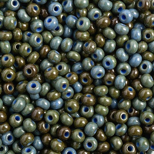 Preciosa Seedbead 6/0 - SB01527 Opaque Travertine on Medium Blue