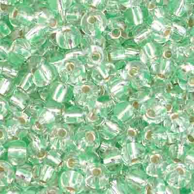 6/0 - SB01783 Ligné vert cœur argenté · Preciosa rocaille||Preciosa Seedbead 6/0 - SB01783 Silverlined Stripe Green Crystal