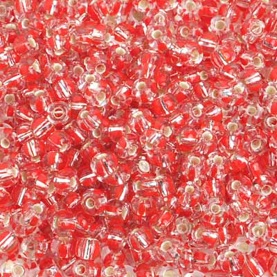 6/0 - SB01804 Ligné rouge cœur argenté · Preciosa rocaille||Preciosa Seedbead 6/0 - SB01804 Silverlined Striped Red Crystal