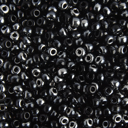 Preciosa Seedbead 6/0 - SB00413 Opaque Black Chrome Half coat