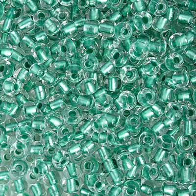 Preciosa Seedbead 6/0 - SB28004 Crystal Green Lined Metallic Dyed