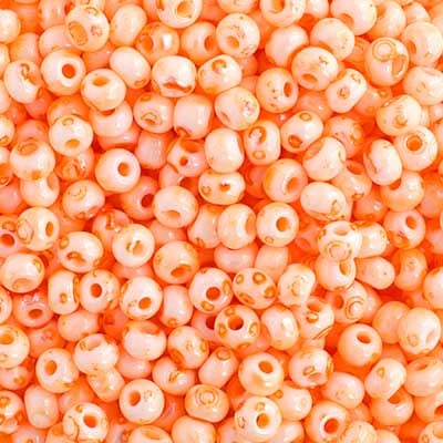 Preciosa Seedbead 6/0 - SB43208 Opaque White Orange Terra Melafyr