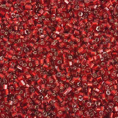 2-Cut 10/0 - SB02006 Rouge foncé cœur argenté · Preciosa rocaille||Preciosa Seedbead 2-Cut 10/0 - SB02006 Silverlined Red