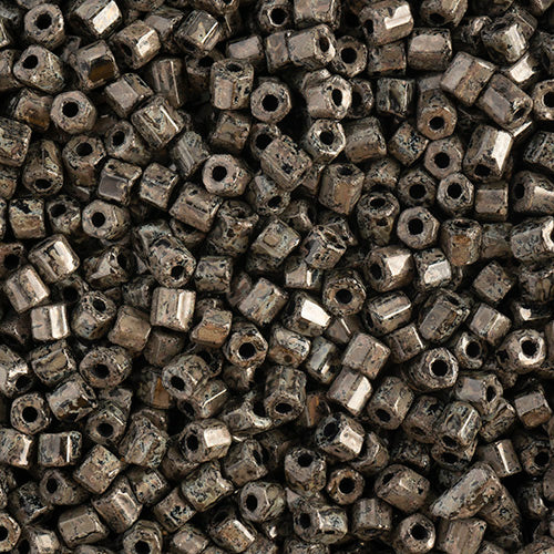 Preciosa Seedbead 2-Cut 10/0 - SB01523 Opaque Travertine On Black