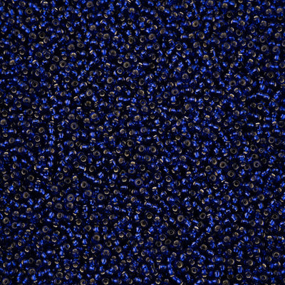 11/0 - SB34970 Bleu royal coeur argenté · Preciosa rocaille