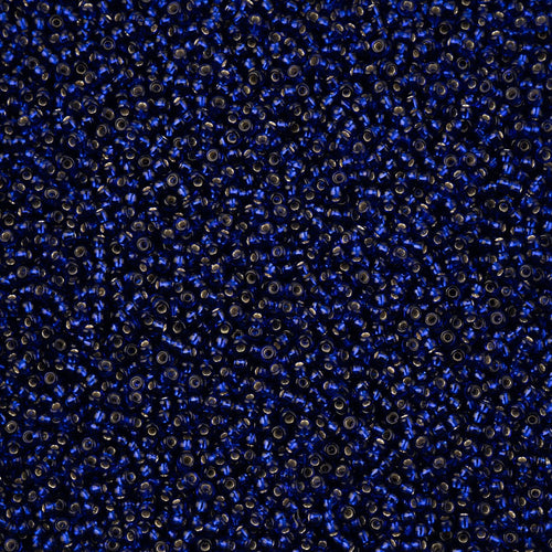 11/0 - SB34970 Bleu royal coeur argenté · Preciosa rocaille
