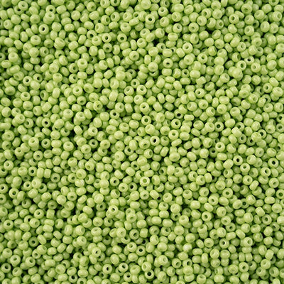 11/0 - SB43249 Soft green Chalk dyed Solgel · Preciosa Seed Beads