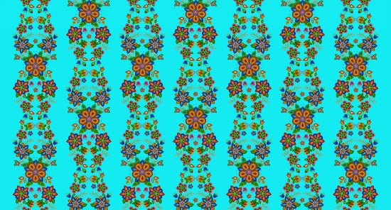 beaded braided flower 668 - Turquoise 100% Cotton Designer