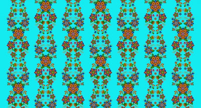 beaded braided flower 668 - Turquoise 100% Cotton Designer