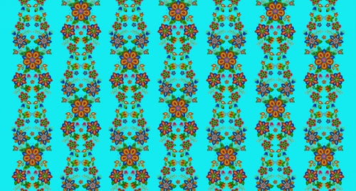 Fleur tressées perlés 668 - Turquoise Tissu 100% coton designer