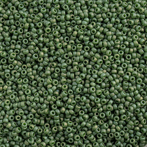 Miyuki Seed Beads 15/0 - SB4700 Opaque Frosted Glazed Rainbow Green Emerald Matte AB