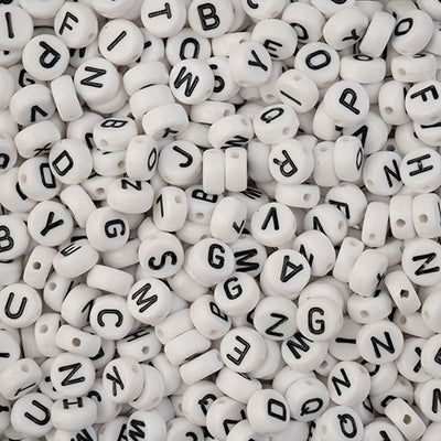 Perles alphabet disques blanc - 150g