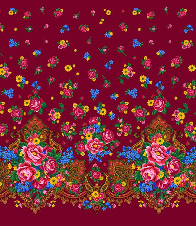 Kokum Scarf Single Border 732 - Marron 100% Cotton Designer