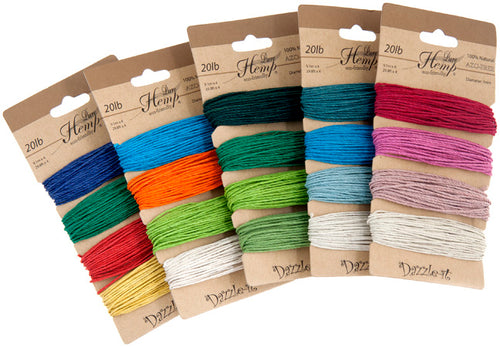 1mm - Ficelle de chanvre 20 lb - 4 couleurs x 10 vg