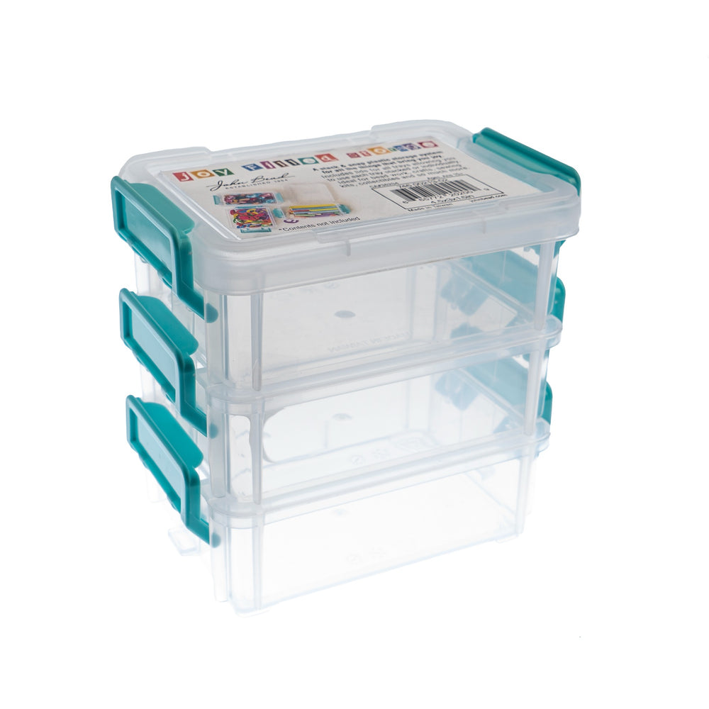 4.5x3x1.5 in • 3 clear stackable containers