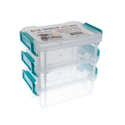 4.5x3x1.5 in • 3 clear stackable containers
