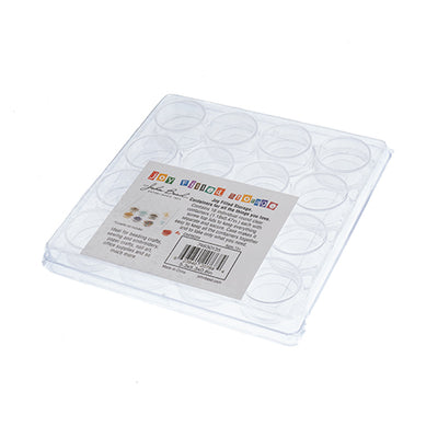 5x5x0.75 in - Plastic Box with 16 Clear Round Containers (1x0.4in)